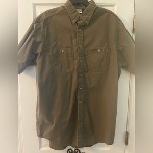 Carhartt Classic S/S Shirt men Sz L Work Heavy fabric Dark Khaki